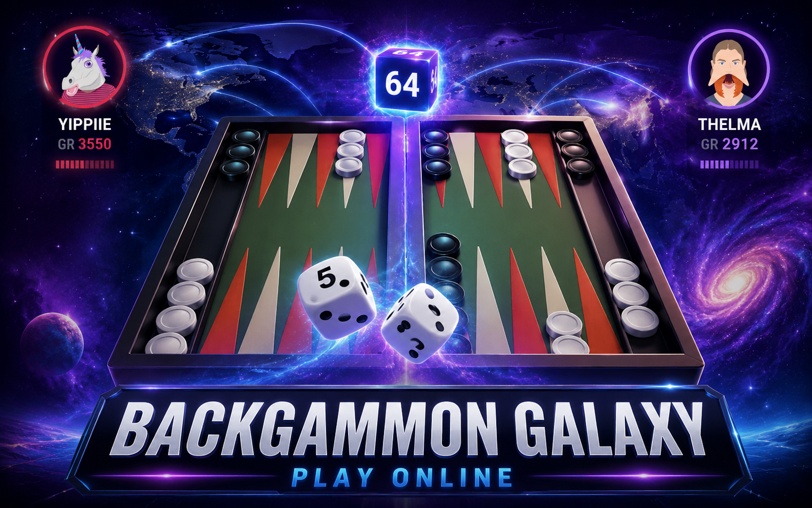 Backgammon Galaxy — browser game website preview