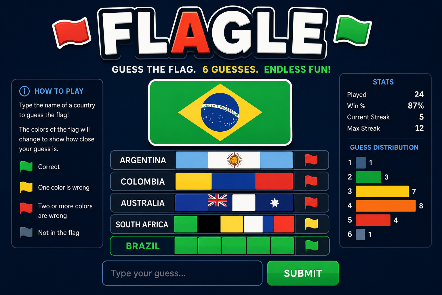 Flagle — browser game website preview